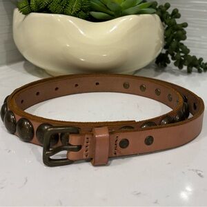 Vintage Gap Genuine Leather Studded Belt Women’s Size M Brown with Brass Buckle